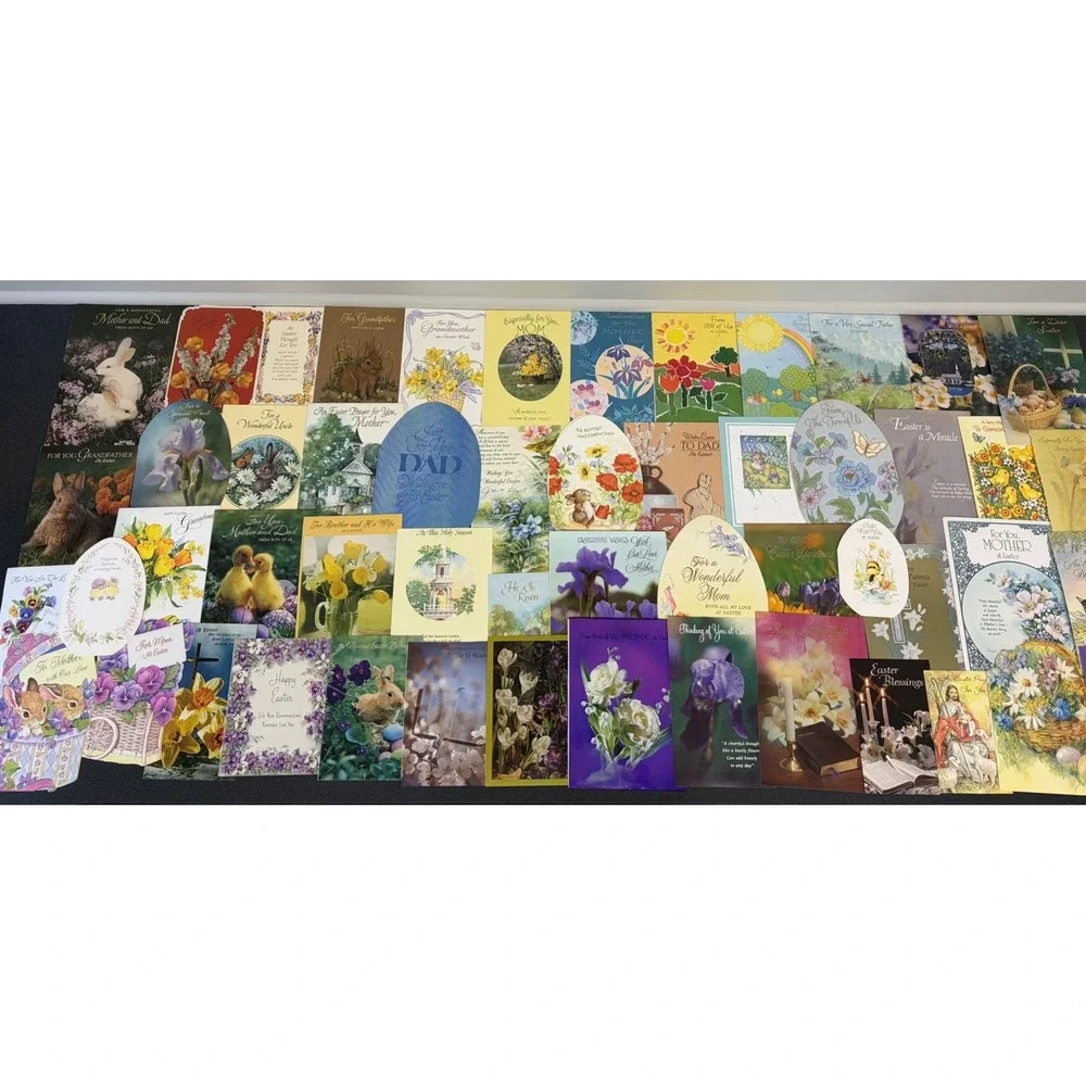 Vintage Easter Greeting Cards Fronts ONLY Scrapbooking Crafts Lot of 50+ Bunnies